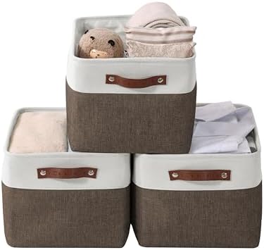 DECOMOMO Storage Bins, Large Fabric Storage Baskets for Shelves 3 Pack by DECOMOMO