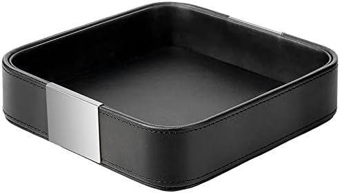 SANZIE Leather Tray Desktop Storage, Trinket Catchall Tray (Black) by SANZIE