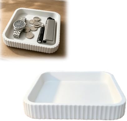 Ribbed Catchall Tray Valet Organizer for Keys Wallet Watch Earbuds Entryway Nightstand Dresser Desk Storage Decorative Everyday Carry Dump Tray 1 Pack by Unknown