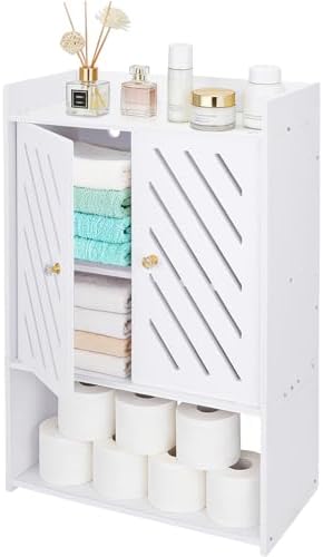 Bathroom Storage Cabinet Wall Mounted, 4-Tier Medicine Cabinet with Door, Small White Cabinet Wall Organizer with Door and Shelf, for Bathroom, Living Room, Entryway, Kitchen, Hallway Small Space by Unknown