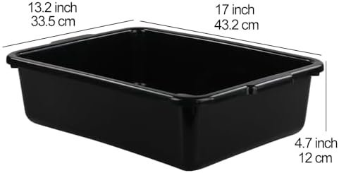 Teyyvn 13 L Plastic Bus Box, Commercial Wash Basin Tote Box, 4-Pack, Black - Image 2