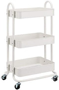 Amazon Basics 3-Tier Rolling Utility Cart, Storage Organizer, Lockable Wheels, Multifunctional Storage, Portable Mobile Shelving Unit, White by AmazonBasics
