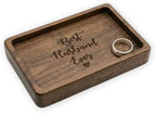 La Boda Wooden Jewelry Dish - Engraved Catchall Tray for Rings & Watches - Unique for Him, Her, Husband, Wife - Decorative Rectangle Jewelry Tray & Holder (5.5 x 3.4 in) (02 - Best Husband Ever) by LaBoda