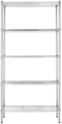 Amazon Basics 5-Shelf Adjustable Heavy Duty Steel Wire Rack, Space Saving Storage Shelving Organizer for Kitchen, Garage, No-Tool Assembly, 350 lbs Weight Capacity, 36" x 14" x 72", Chrome - Image 6