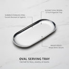 Oval Serving Tray, Stainless Steel Catchall for Keys Jewelry Snacks, Decorative Organizer for Vanity Entryway (1 PC) - Image 5