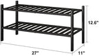 viewcare 2-Tier Black Bamboo Shoe Rack for Entryway, Stackable | Foldable | Natural, Shoe Shelf Storage Organizer for Hallway Closet, Free Standing Shoe Racks for Indoor Outdoor - Image 3