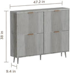 Shoe Cabinet Storage,Modern Freestanding Organizer with 4 Flip Drawers,Narrow Shoe Rack Cabinet for Entryway,Grey - Image 2