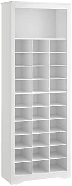 VASAGLE Tall Shoe Storage Cabinet, 10‑Tier, Holds Up to 30 Pairs of Shoes | Vertical Wood Rack, 24.8 x 12.6 x 73.7 inch, for Entryway, Cloud White, HELAN Collection ULBS273T14 by Unknown