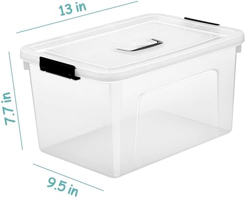 Clear Storage Latch Box 12 Quart, Plastic Organizing Box/Bin with Lid and Black Handles, 6-Pack - Image 2