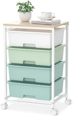 SYKIARIOL Rolling Cart with Drawers, 4-Drawer Utility Cart, Green by SYKIARIOL