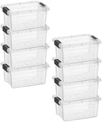 Superio 1.05 Quart Mini Clear Plastic Storage Container with Lid, Stackable Small Organizer Box for Crayons, Art Supplies, Beads, Sewing, Stationery & Food Storage, 8 Pack by Superio