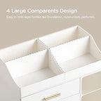 HBlife Makeup Organizer Countertop with Brush Holder,Large Bathroom Counter Organizer with Drawers,Skincare Organizers for Vanity,Plastic Dresser Organizer Storage Gift for Women Girl Mom,All White - Image 4