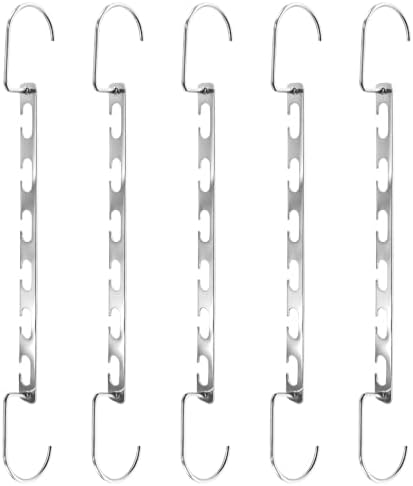 5 Packs Vertical & Horizontal Hangers, Sturdy Stainless Steel Space-saving Hangers with 6 U-Shaped Holes, Heavy Duty Clothes Hooks for Heavy Coats, Metal Closet Organizers and Storage for Wardrobe - Image 2