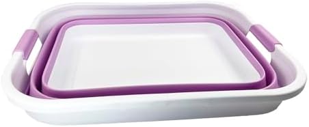SAMMART 41L (10.8 gallon) Collapsible Plastic Laundry Basket - Foldable Pop Up Storage Container/Organizer - Portable Washing Tub - Space Saving Hamper/Basket (Rectangular, White/Pale Purple) - Image 2