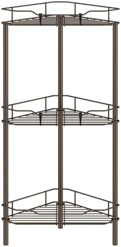 HuggieGems Metal Floor Standing Corner Shower Caddy, Bronze, 3 Tier by HuggieGems