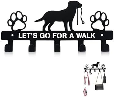 Dog Leash Holder for Wall, Key Holder Mount with 5 Metal Hooks, Pet Leash and Key Organizer, Screw Mounted Rack for Leashes Keys Collars, Entryway Garage Mudroom by Unknown