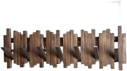 Natural Wood Wall Mounted Piano Coat Rack| Coat Rack Wall Mount| Flip Down Wall Hook Rack 7 Hooks| Entryway Wall Art Hook,Made of Acacia Wood (Wood Wax Oil Dyed Walnut Color).Wall Art - Image 2