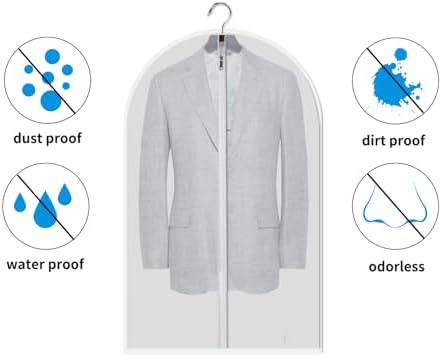 Mskitchen Garment Bags for Hanging Clothes, Clear Plastic Closet Storage Covers with Cedar Balls, 24" x 43"/54”, 6 Pack - Image 6