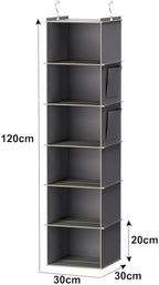 YOUDENOVA Hanging Closet Organizer and Storage, 6-Shelf, Grey | Dorm Room Essentials for Guys, Clothes Organizer with 2 Side Pockets, Hanging Shelves for Closet Storage, Breathable Fabric - Image 3