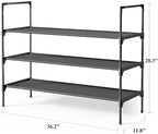 Kitsure Shoe Rack for Closet, Shoe Organizer, 36.2" Wide - 3 Tier, Black | Shoe Storage for Closet, Entryway, Easy- Assembly& Space-Saving Shoe Shelf with Side Handle, Closet Organizer - Image 2