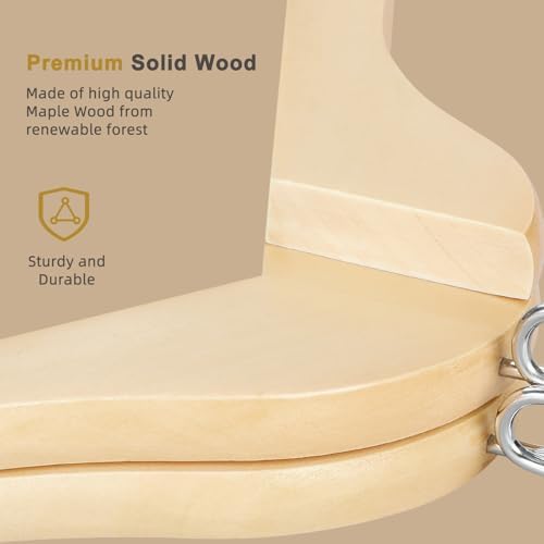 Topia Hanger Space Saving Cascading Wooden Hangers 30 Pack, Coat Hanger with 360° Swivel Loop Hook, Non Slip Pants Bar and Shoulder Notches for Camisole, Jacket, Suit, Clothes Hangers -CT74N30 - Image 6