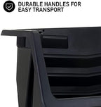 Mighty Tuff Heavy Duty Nesting Stack Bins, Pack of 3, Extra-Large Handles, Wide Front Opening, Interlocking, Stack Vertically, Holds Up to 100 Pounds, Black - Image 6