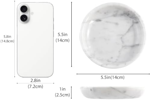 Small Natural Marble Jewelry Tray Key Plate Holder Dish Trinket Decor Catch All Bowl for Ring Earring Stone Gift for Women Daugther,Bianco Carrara White,5.5" - Image 2