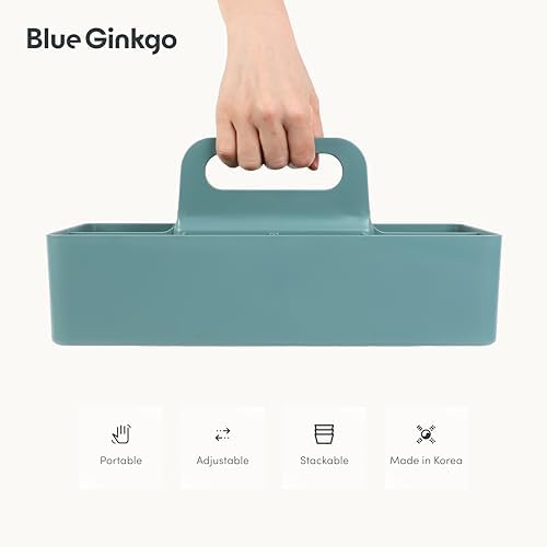 BLUE GINKGO Stackable Organizer Caddy, Long, Green, Made in Korea - Image 5