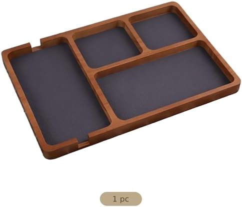 Wooden Catchall Tray Desk Organizer, 4-Section Wooden Valet Tray for Living Room Entryway, Nightstand Organizer for Phone Glasses Earbuds, 12.2 X 8.3 X 1.6 in - Image 3