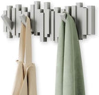Umbra Sticks Wall Mount Coat Rack, 5 Hook Retractable Pegs, Grey by Umbra