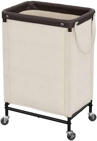 StorageWorks Laundry Hamper with Wheels and Removable Liner Bag, Beige, 90L by StorageWorks