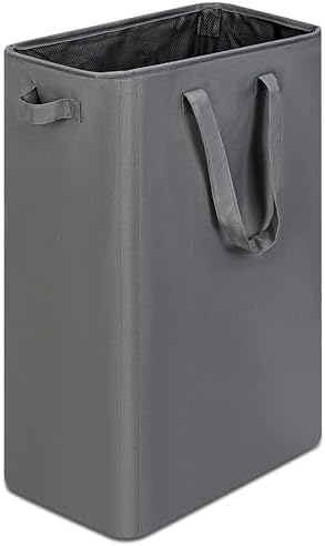 efluky Slim Laundry Basket, Narrow Laundry Hamper with Handles, Collapsible Dirty Clothes Hamper, Tall Laundry Bin for Laundry Room, Dorm and Bedroom, 19.8 Gallon (75L) Grey by efluky