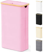 SpaceAid Slim Laundry Hamper with Lid, 65L Narrow Clothes Basket Bin with Bamboo Handles, Skinny Tall Collapsible Hamper for Bedroom, Bathroom, Dorm, Laundry Room - Pink by SpaceAid