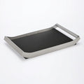 YIJU Synthetic Material Tray Rectangular Tray Catchall Tray Organizer with Raised Sides and Leather Textured Inset Suitable for Bedroom Vanity Coffee Table Office Desk, Black, Large by YIJU