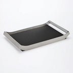 YIJU Synthetic Material Tray Rectangular Tray Catchall Tray Organizer with Raised Sides and Leather Textured Inset Suitable for Bedroom Vanity Coffee Table Office Desk, Black, Large by YIJU