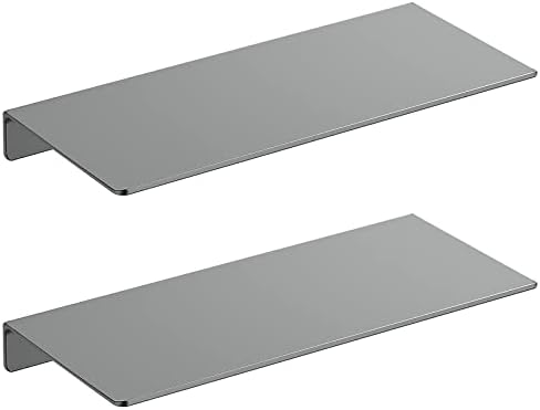 Danpoo 12 inch Gray Metal Floating Shelves for Wall Organizer & Storage, Display Shelves for Bathroom, Living Room, Kitchen, Bedroom(2-Pack) by Danpoo-ForYourHome