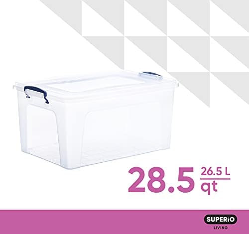 Superio 36 Quart Clear Plastic Storage Boxes with Lids, Stackable Organizer Containers, BPA-Free Storage Bins for Home, Office, School & Dorm, 6 Pack - Image 3