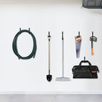 KURUI Large Metal Wall Hooks for Hanging Living Room/Bedroom/Garage, 14Pcs Garage Organization and Storage Hook for Tool Coat Backpack Bag, Black Wall Mount Hanges for Outdoor Indoor - Image 6