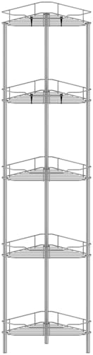 HuggieGems Metal Floor Standing Corner Shower Caddy, Gray, 5 Tier by HuggieGems