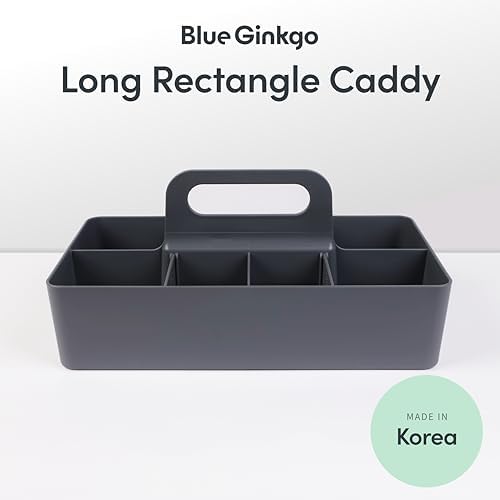 BLUE GINKGO Stackable Organizer Caddy, Long, Grey, Made in Korea - Image 2