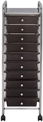 Seville Classics Rolling Utility Organizer Storage Cart, for Home Office, School, Classroom, Scrapbook, Hobby, Craft, 10 Drawer, Black - Image 7