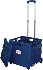 Office Depot Mobile Folding Cart with Lid, 16in.H x 18in.W x 15in.D, Blue, 50803 - Image 2