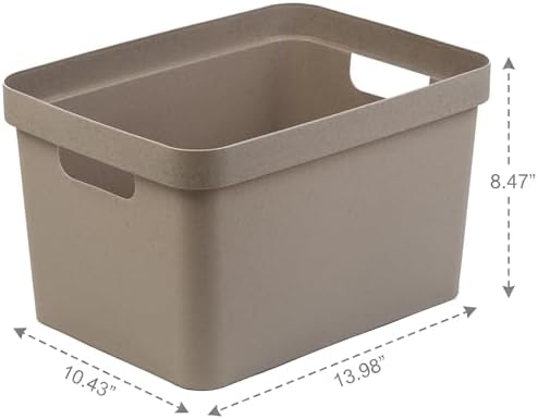 BINO | Plastic Storage Bins, 16 Liter - 2 Pack, Taupe | THE MODERN COLLECTION | Plastic Bins for Organization | Woven Storage Baskets for Organizing | Pantry Shelf Organizer Basket Container Bin - Image 2