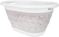 Camco Collapsible Laundry Basket, Small, Taupe/White - Pop Open Waterproof Plastic Bin with Handles for Home, Dorm, RV Storage by Camco