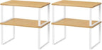 NEX Kitchen Cabinet and Counter Shelf Organizer, Stackable & Expandable, White and Natural (Pack of 2) by NEX