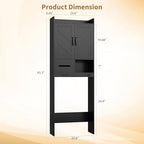IDEALHOUSE Over the Toilet Storage Cabinet,Bathroom Organizers and Storage with Anti-Tip Device and Adjustable Shelf for Bathroom,Restroom,Laundry,Black - Image 2