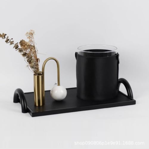 Decorative Tray Rectangular Metal Shelf Tray with Clean Finish and Sturdy Sides Simple Storage Tray for Catchall Use and Display Suitable for Hallway entryway Kitchen Bedroom, Coffee Suede - Image 5