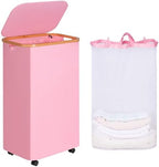 IEGrow Laundry Basket with Wheels 110L Clothes Hamper for Laundry,Pink by iEGrow