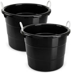 HOMZ Utility Tub, Storage Bucket with Rope Handles, 18 Gal, Black, 2 Pack by Homz