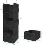 MAX Houser 5-Shelf Hanging Closet Organizer with 2 Drawers, Black-D2 | Foldable Fabric Hanging Shelves for Closet, Cloth Hanging Shelves with 2 sturdy hanging hooks, Small Space Saver - Image 3